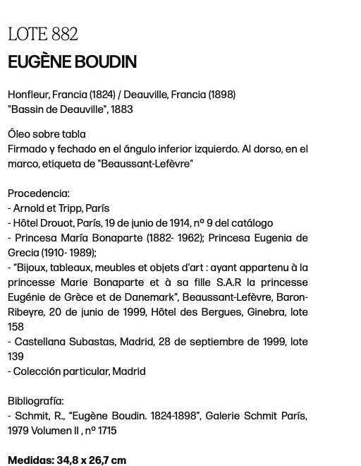 Ficha de subasta de Bassin de Deauville