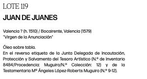 Ficha de subasta de Virgen de la Anunciación