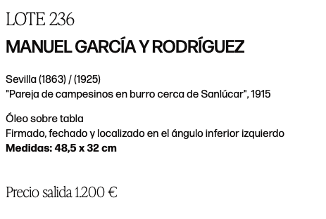 Ficha de subasta de "Pareja de campesinos en burro cerca de Sanlúcar", 1915