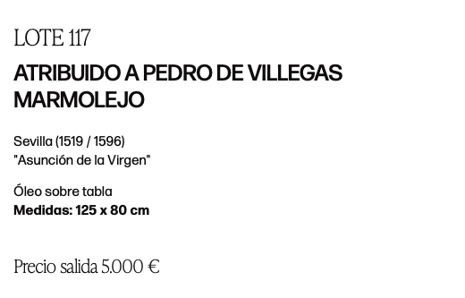 Ficha de subasta de Asunción de la Virgen