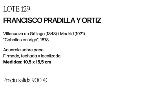 Ficha de subasta de "Caballos en Vigo", 1878