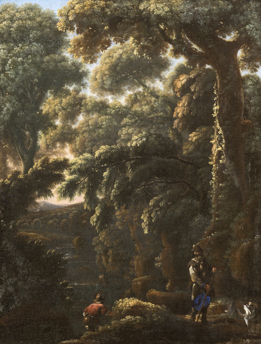 Imagen de Paesaggio boscoso con due cacciatori