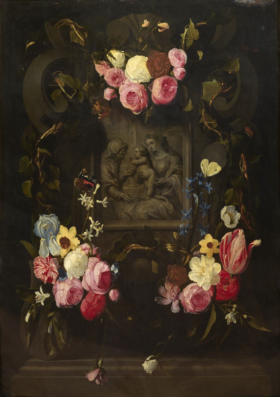 Imagen de Madonna col Bambino e sant'Anna entro una corona di fiori